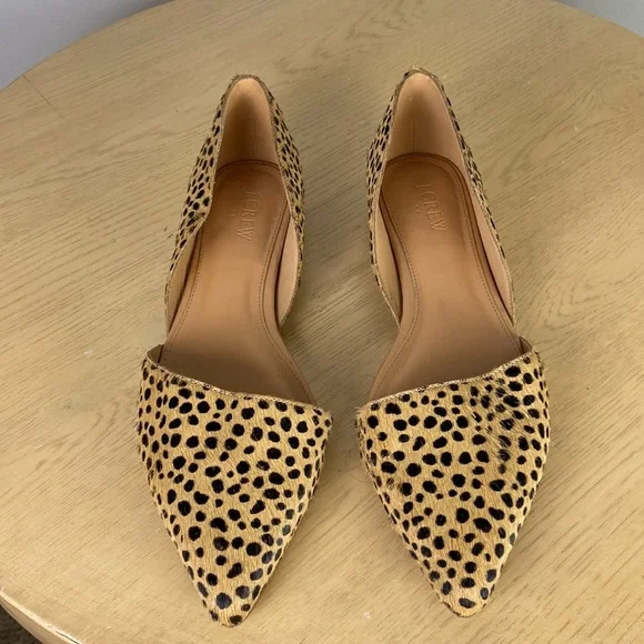 J. Crew Zoe Leopard Print Calf Hair d'Orsay Flats Women's 9.5 Business Casual - Picture 3 of 8